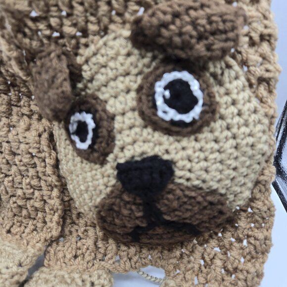 Pug Breed Puppy Dog Shades of Brown Scarf Crochet Handmade byBren - Picture 2 of 6